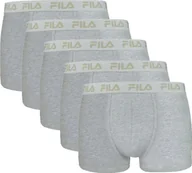 Majtki męskie - Bokserki męskie FILA, 5-pak - logo w pasie, miejskie, bawełna stretch, gładkie szare L - miniaturka - grafika 1