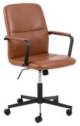 Fotele i krzesła biurowe - Fotel biurowy Flora PU brązowy - miniaturka - grafika 1