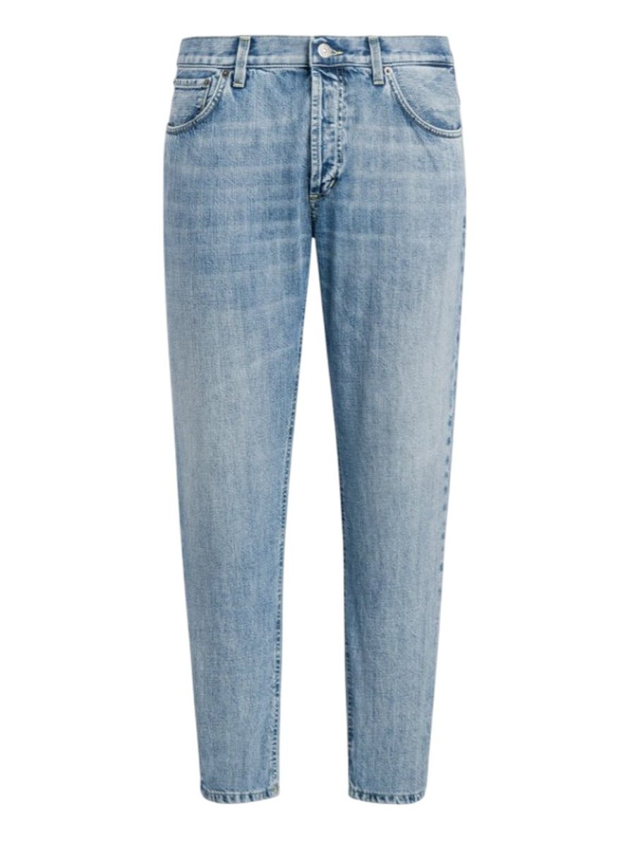 spodnie męskie dondup - jeansy 5 tasche carrot brighton in denim - niebieski