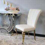 Krzesła - Krzesło glamour Livio Gold White - złote nowoczesne krzesło tapicerowane - miniaturka - grafika 1
