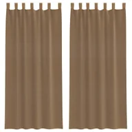 Zasłony - vidaXL Zasłony woalowe z pętelkami 2 szt. Jasnobrązowe 140x245 cm - miniaturka - grafika 1