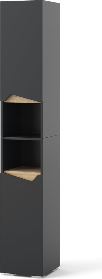 Vicco Szafka łazienkowa Marelle, 30 x 180 cm z drzwiami i otwartymi przedziałami, Antracyt/Antracyt