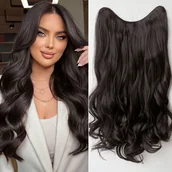 Pozostałe akcesoria fryzjerskie - TEMU YUSULAXI 24-calowe wklęsłe przedłużenia włosów w kształcie litery V, unisex-dorosły, długie falowane kręcone, ombre czarno-brązowe, syntetyczny - miniaturka - grafika 1