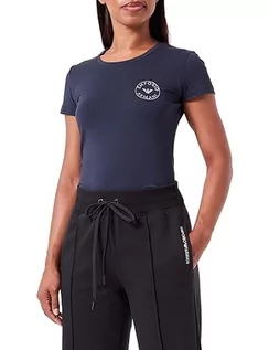Koszulki i topy damskie - Emporio Armani Damska koszulka z okrągłym kołnierzem Essential Studs z logo, morski, XS - grafika 1