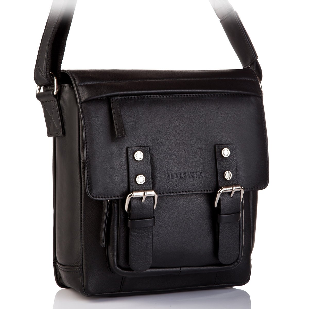 Skórzana torba męska ramię listonoszka BETLEWSKI, TBG-YM-102-BLACK