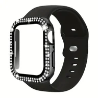 Akcesoria do smartwatchy - TEMU 2 szt./ Miękka i Wygodna Silikonowa Opaska Sportowa do Zegarka & Dekoracyjne Kryształki Ochronny Ekran -Upadkowy Ultra-Cienkie Szklane Etui, Do - miniaturka - grafika 1