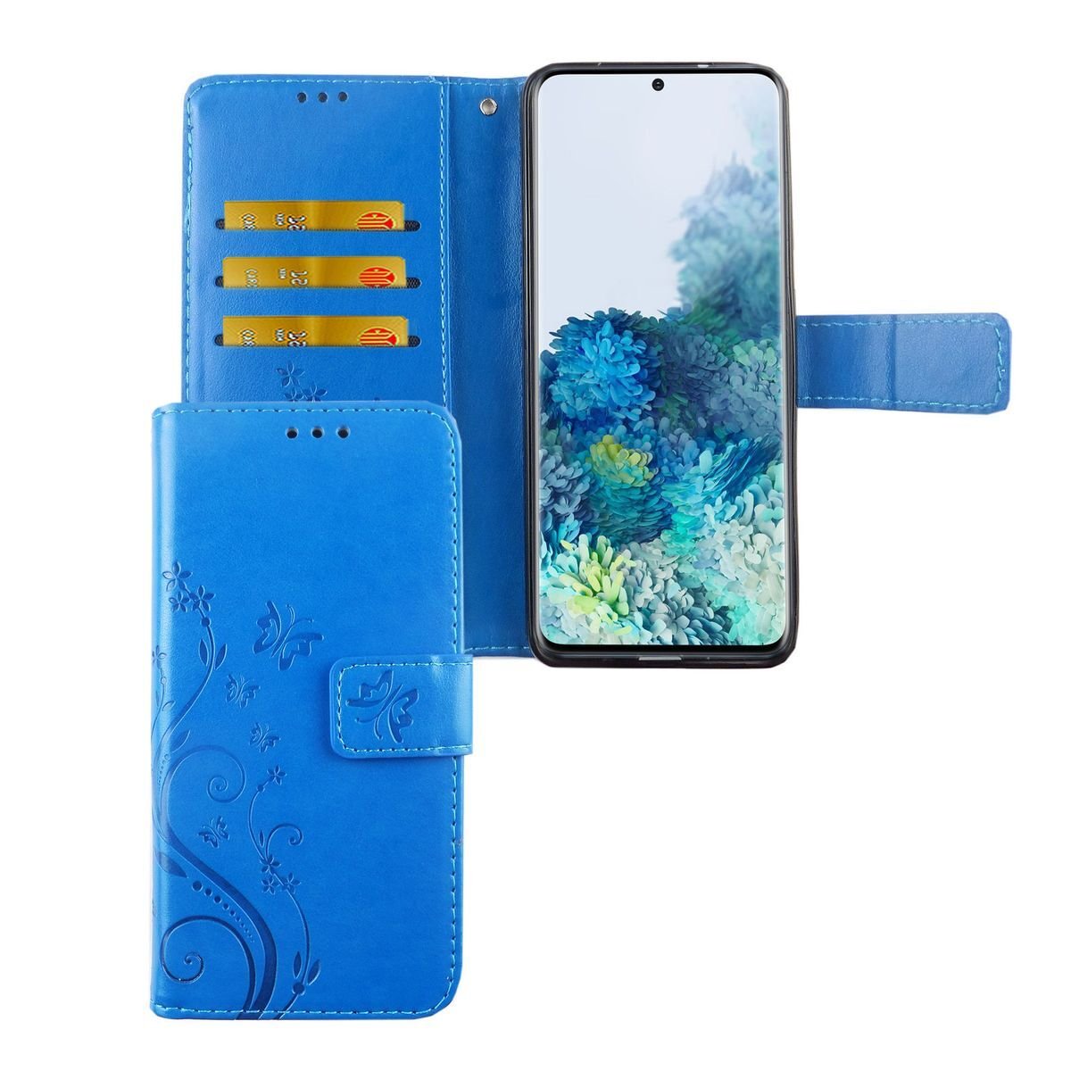 Samsung Galaxy S20 etui na telefon komórkowy etui ochronne etui z klapką etui na kartę niebieskie