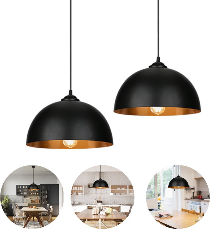Lampa wisząca, 2x metalowa lampa wisząca retro, industrialna lampa wisząca LED w stylu vintage, gniazdo E27 dla max 60W, ? 30cm£šBez żarówek£©Do salonu, jadalni, piwnicy, baru
