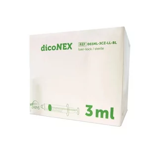 DicoNex Strzykawka DicoNex 3-częściowa Luer- Lock 100 szt. 3 ml |   NN-MZA-BLLB-003 - Meble i wyposażenie gabinetów medycznych - miniaturka - grafika 1