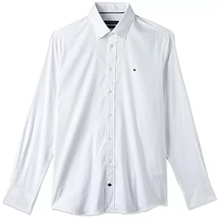 Sukienki - Tommy Hilfiger Męska sukienka koszulowa CL Flex OXF RF, biała, 14,5, biały, 36 - grafika 1