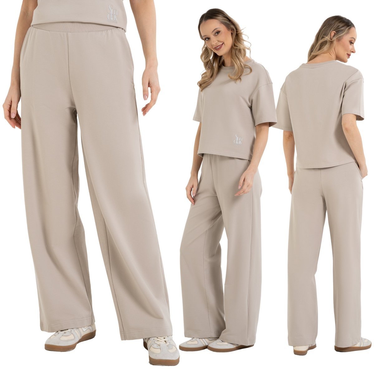 DRESOWE SPODNIE DAMSKIE GŁADKIE WYGODNE LUŹNE Z WYSOKIM STANEM MORAJ 3XL