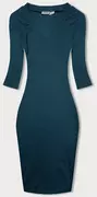 Sukienki - Dopasowana sukienka w prążki morska (5579-25) - RUE PARIS - miniaturka - grafika 1