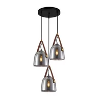 Lampy sufitowe - Solta lampa wisząca 3-punktowa czarna/dymiona PND-24342-3A-BK-SG - miniaturka - grafika 1