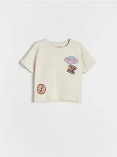 Reserved - Bawełniany t-shirt oversize - beżowy - Bluzki dla niemowląt - miniaturka - grafika 1