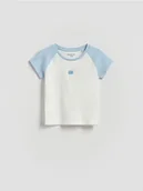 Bluzki dla niemowląt - Reserved - Prążkowany t-shirt - jasnoniebieski - miniaturka - grafika 1