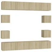 Meblościanki - vidaXL 8-cz zestaw szafek telewizyjnych dąb sonoma płyta wiórowa 3078985 - miniaturka - grafika 1