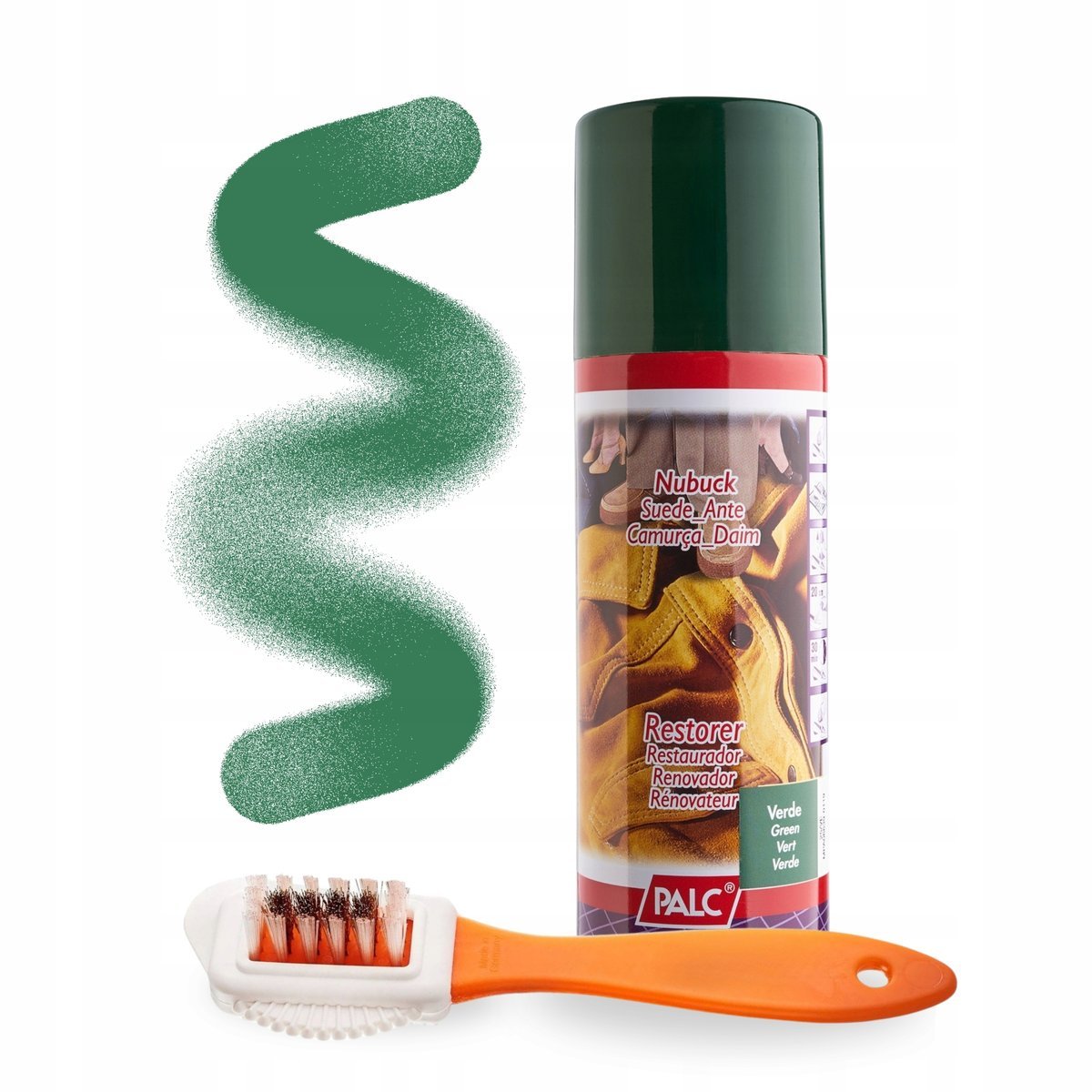 Spray Renowator Zielony i Szczotka Dwustronna do Zamszu Palc Zestaw 2w1