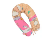 Poduszki do karmienia - Poduszka ciążowa Longer dla kobiet w ciąży do spania - Owieczki różowo-beżowe - miniaturka - grafika 1