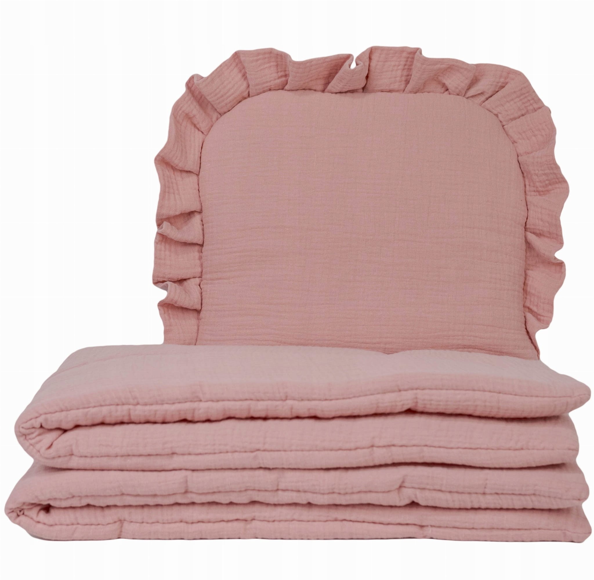 Kocyk z poduszką-pościel do łóżeczka/kołyski muślin 100x75 brudny róż