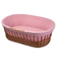 Łóżeczka i kojce - Hi Little One kosz Mojżesza wiklinowy wysoki ze stelażem + liner + materac + prześcieradło 5in1 BABY PINK - miniaturka - grafika 1