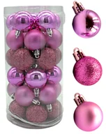 Bombki - Bombki choinkowe plastikowe ozdoby świąteczne 4cm 30szt ciemny róż - miniaturka - grafika 1