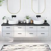 Szafki łazienkowe - Blat do łazienki, ciemnoszary, 200x50x6 cm, lite drewno Lumarko! - miniaturka - grafika 1