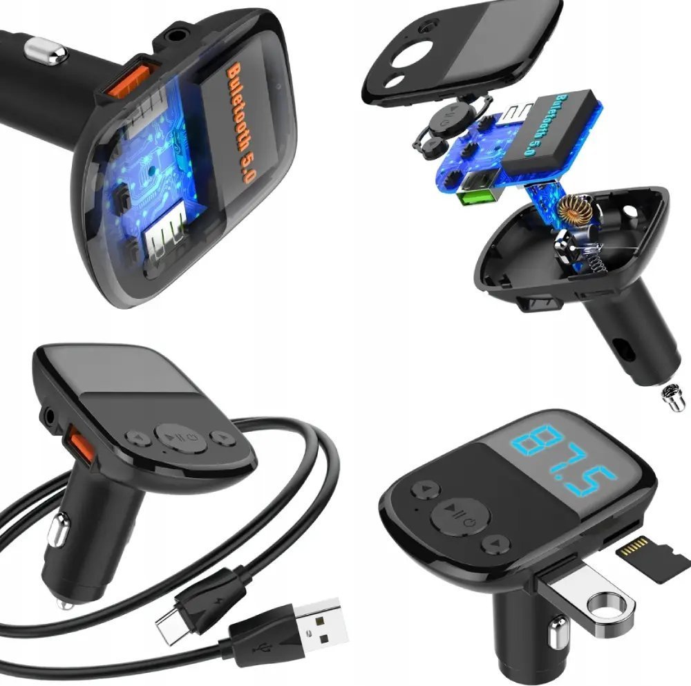 Transmiter Bluetooth Audio FM MP3 BT Szybka Ładowarka 2x USB QC 3.0