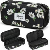 Piórniki - Piórnik dwukomorowy w kwiaty saszetka do szkoły dwie komory pojemny ZAGATTO ZG880 - miniaturka - grafika 1