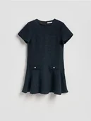 Sukienki - Reserved - Tweedowa sukienka mini - granatowy - miniaturka - grafika 1