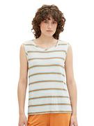 Koszulki i topy damskie - TOM TAILOR Damski top lniany w paski, 31949 - Offwhite Brown Stripe, XL - miniaturka - grafika 1
