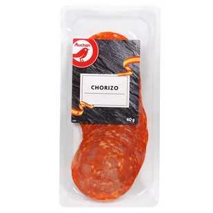 Auchan - Chorizo kiełbasa wieprzowa krótko dojrzewająca plastry - Kiełbasa i wędliny - miniaturka - grafika 1