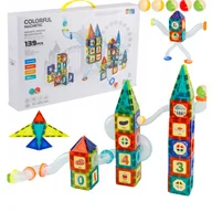 Klocki - Klocki magnetyczne tor kulkowy duży zestaw zamek 139 el. 9922B - miniaturka - grafika 1