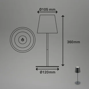 Briloner Lampa stołowa LED 7508015, antracyt 2 700 K IP44 Touchdim - Lampy stojące - miniaturka - grafika 1