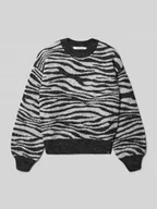 Swetry dla dziewczynek - Sweter z dzianiny z okrągłym dekoltem i detalem z logo - miniaturka - grafika 1