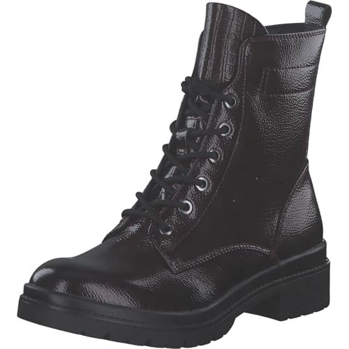 Tamaris Damskie sztyblety Lace Boot Flat 1-25236-43, Merlot Patent, 40 EU, Merlot Patent, 40 EU