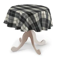 Obrusy i serwetki - Dekoria Obrus okrągły krata czarno-biała 135 cm Edinburgh 415-115-74 - miniaturka - grafika 1