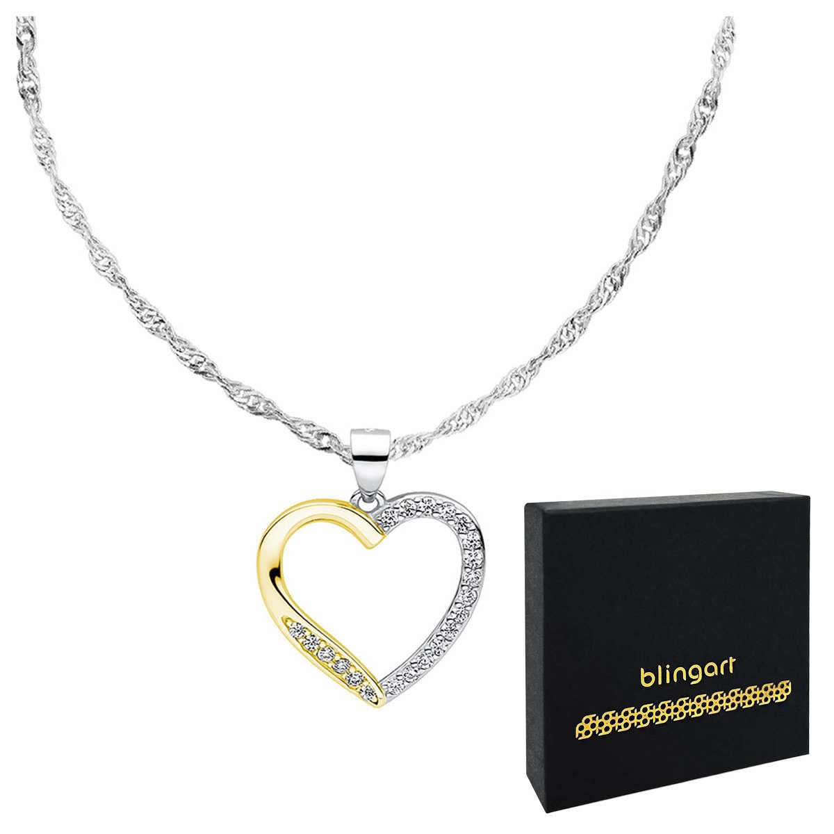 Naszyjnik srebrny damski SERCE cyrkonie srebro 925