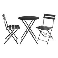 Fotele i krzesła ogrodowe - Okrągły stolik z krzesłami Rebecca Mobili Pequi 71x60x60 Stal Czarny Nowoczesny SET 3 stk - miniaturka - grafika 1