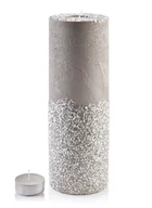 Świeczniki - ŚWIECA LAMPION WALEC 120X360 DIAMENT LEN BIAŁY - miniaturka - grafika 1