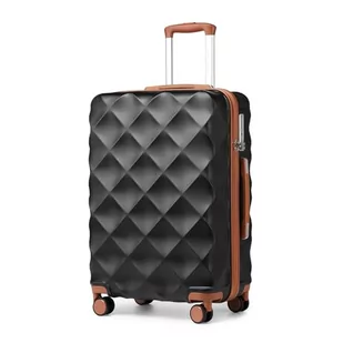 British Traveller Średnia walizka 61 cm, trwała twarda obudowa ABS + PC, lekki bagaż rejestrowany z 4 kołami obrotowymi, zamek TSA, zamek błyskawiczny YKK, szaro-brązowy, Szary Brązowy, M(24inch), - Walizki - miniaturka - grafika 1