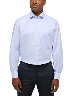 Koszule męskie - Eterna Męska koszula z długim rękawem Comfort FIT Twill jasnoniebieska struktura, 19, Jasnoniebieski, 50-More - grafika 1
