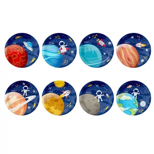 Talerzyki papierowe Kosmos Planety, 18 cm 8 szt. - Dekoracje i nakrycia stołu na imprezę - miniaturka - grafika 1