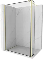 Ścianki i drzwi prysznicowe - Mexen Kioto ścianka prysznicowa Walk-in 140 x 40 cm, czarny wzór, złota szczotkowana - 800-140-212-55-70-040 - miniaturka - grafika 1