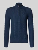 Swetry męskie - Sweter z dzianiny z zamkiem błyskawicznym model ‘BASIM’ - miniaturka - grafika 1