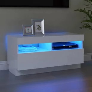 vidaXL Lumarko Szafka pod TV z oświetleniem LED, biała, 80x35x40 cm 804445 - Szafki RTV - miniaturka - grafika 1