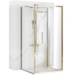 Rea Złota kabina prysznicowa przyścienna drzwi składane 80x80 Rapid Fold Gold - Kabiny prysznicowe - miniaturka - grafika 1