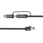 Adaptery i przejściówki - Microconnect MC-RJ45USBC-02 zmieniacz płci / kabli USB-A / USB-C RJ45 Czarny - miniaturka - grafika 1