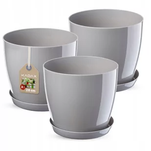 Doniczka Agen z podstawką szara 28 cm, 3 szt. - Donice Doniczka Agen z podstawką szara 28 cm, 3 szt. - Donice - miniaturka - grafika 1