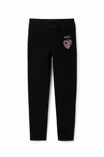 Spodnie i spodenki dla dziewczynek - Desigual legginsy dziecięce kolor czarny z nadrukiem - grafika 1