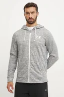 Bluzy męskie - Under Armour bluza męska kolor biały z kapturem gładka - miniaturka - grafika 1